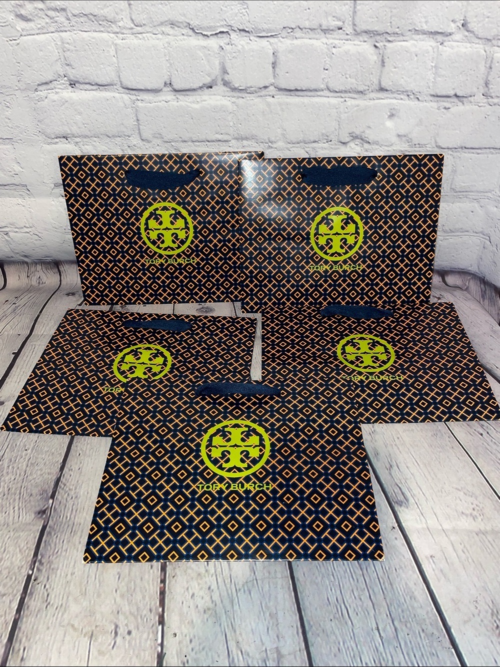 Tory Burch Five Logo Patterned Shopping Bags